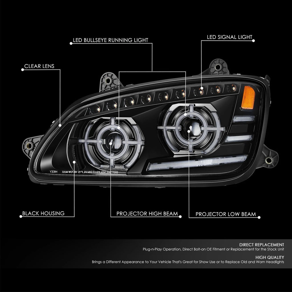 LED Sequential Chasing Projector Headlights for Kenworth T660 (2008–2017)