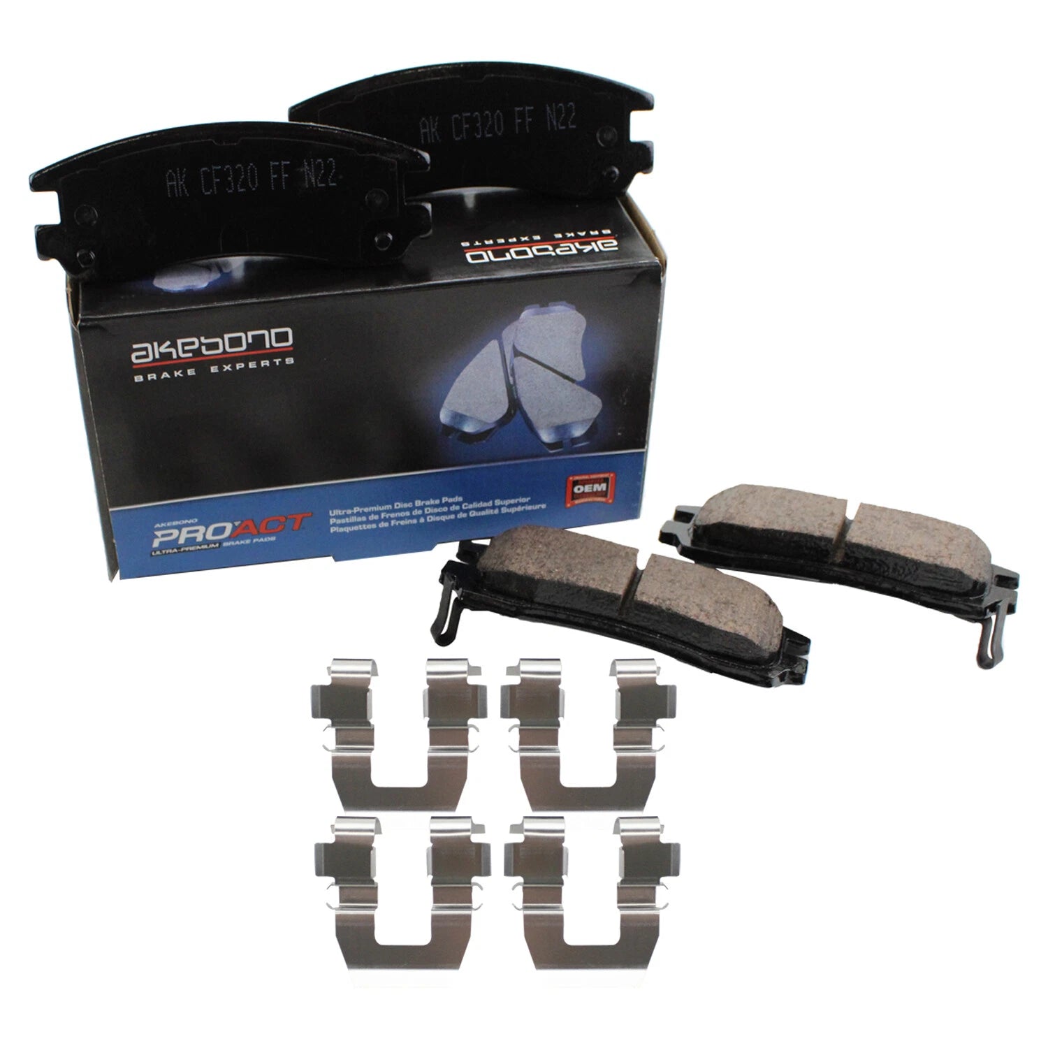 Set of 4 Akebono ProACT Rear Disc Brake Pads for Buick Chevrolet Oldsmobile Pontiac