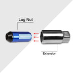 Set of 20 M12X1.5 Blue Cone Seat Hex Wheel Lug Nuts with Cap & Extension