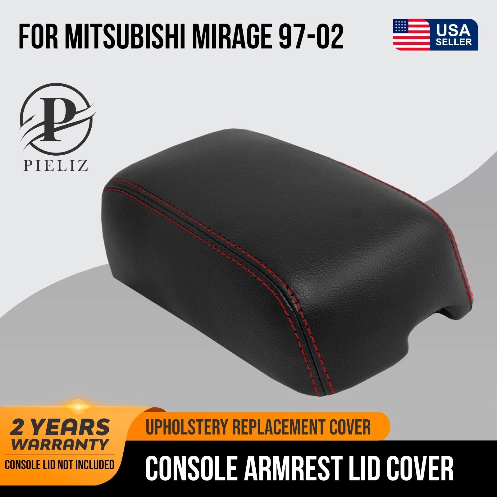 Console Armrest Cover for Mitsubishi Mirage (1997–2002) Red Stitch