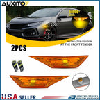 Set of 2 Front Fender Side Marker Lights for Honda Civic (2016–2021) W/ LED Bulbs