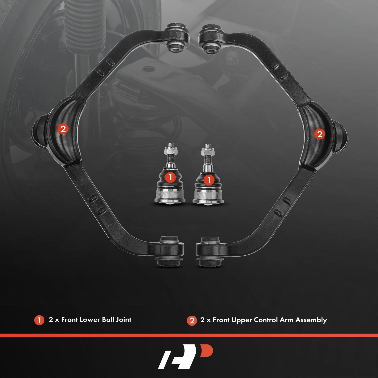 Set of 4 Front Upper Control Arms & Lower Ball Joints for Jeep Liberty (2002–2012)