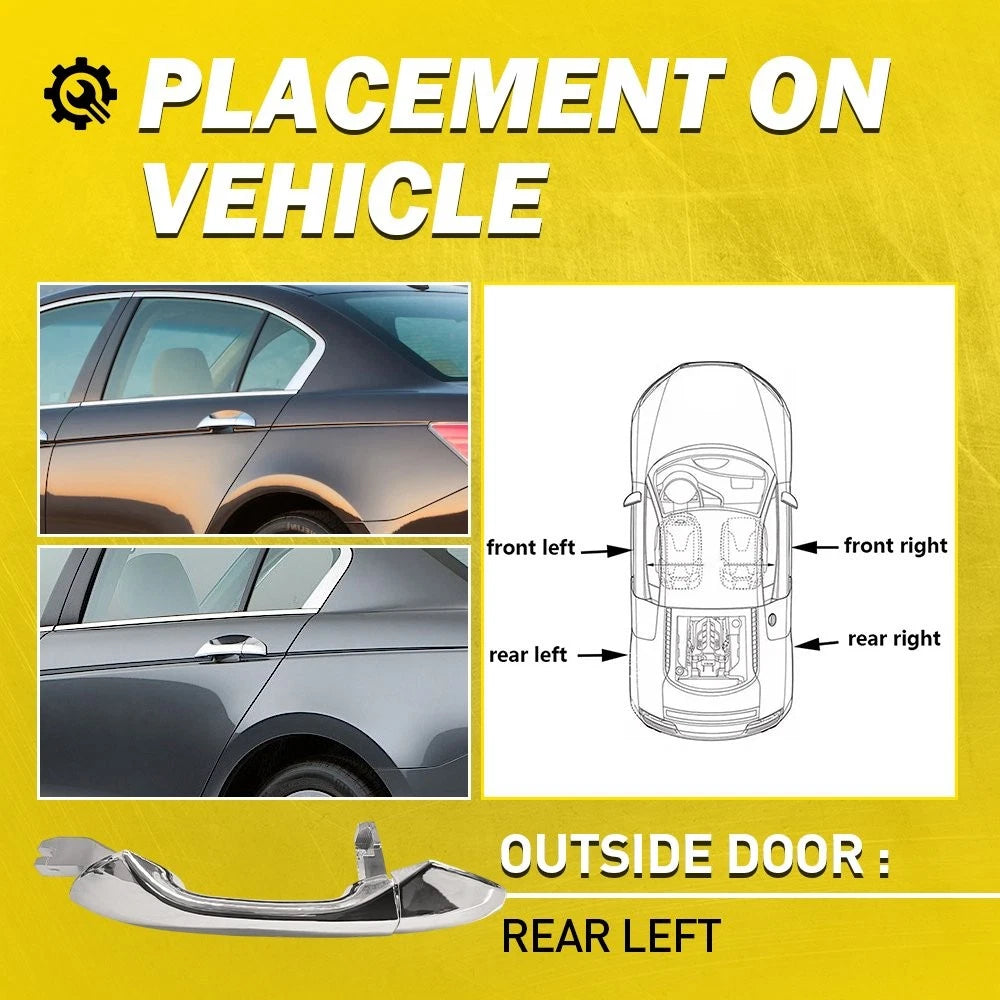 Exterior Door Handle for Honda Accord (2008–2012) Chrome Rear Left EV