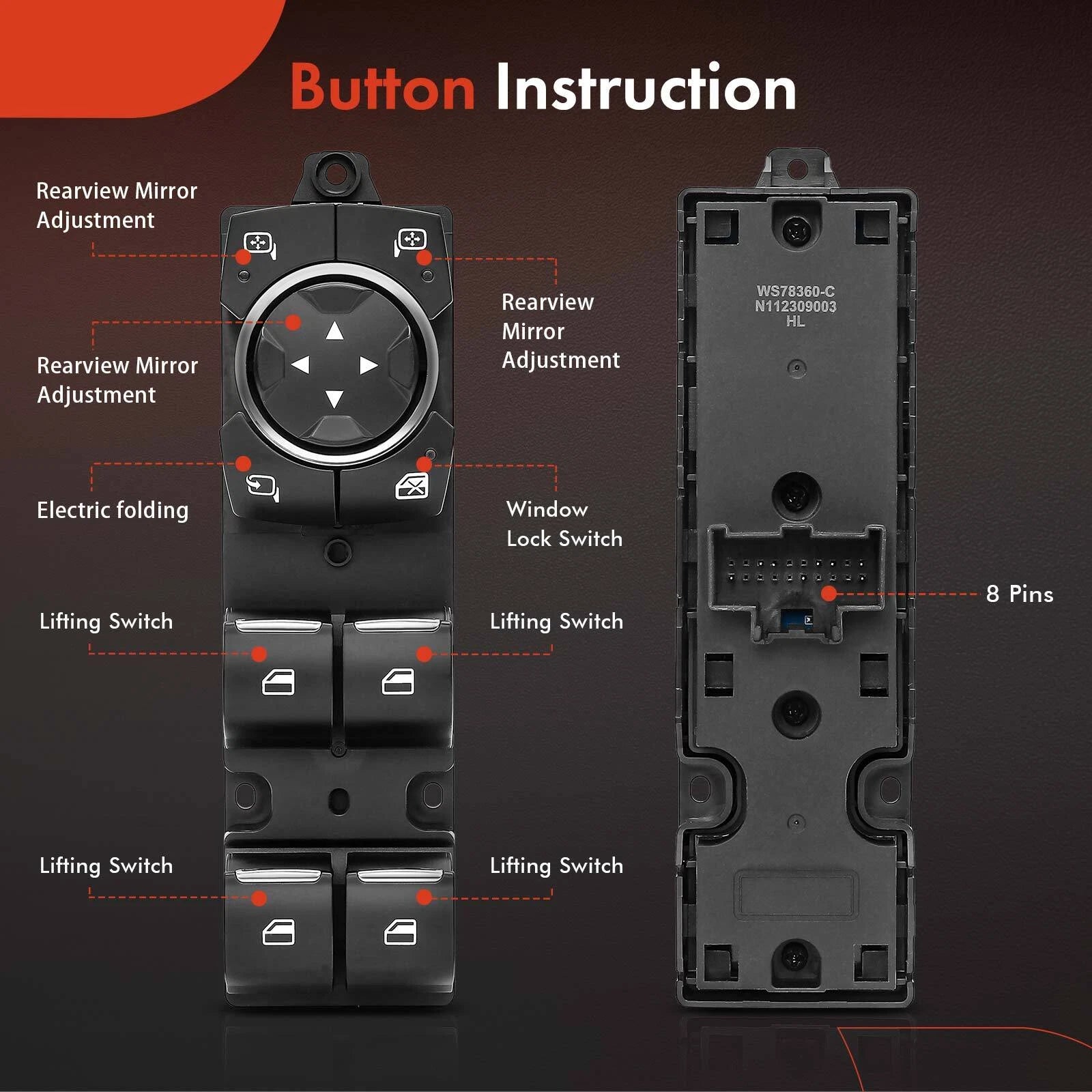 Power Window Switch for Ford F-150, Expedition (2015-2021)