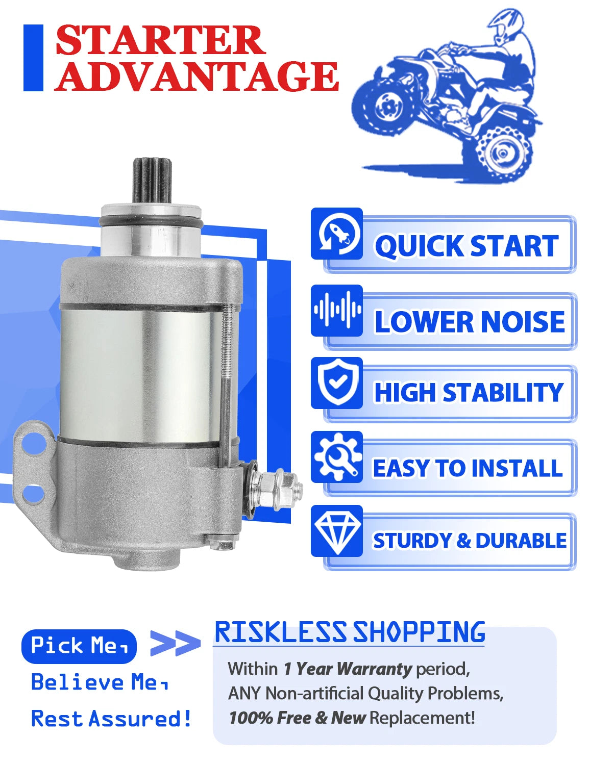 Starter with Solenoid Relay for KTM 200 XCW XC-W (2013–2016)