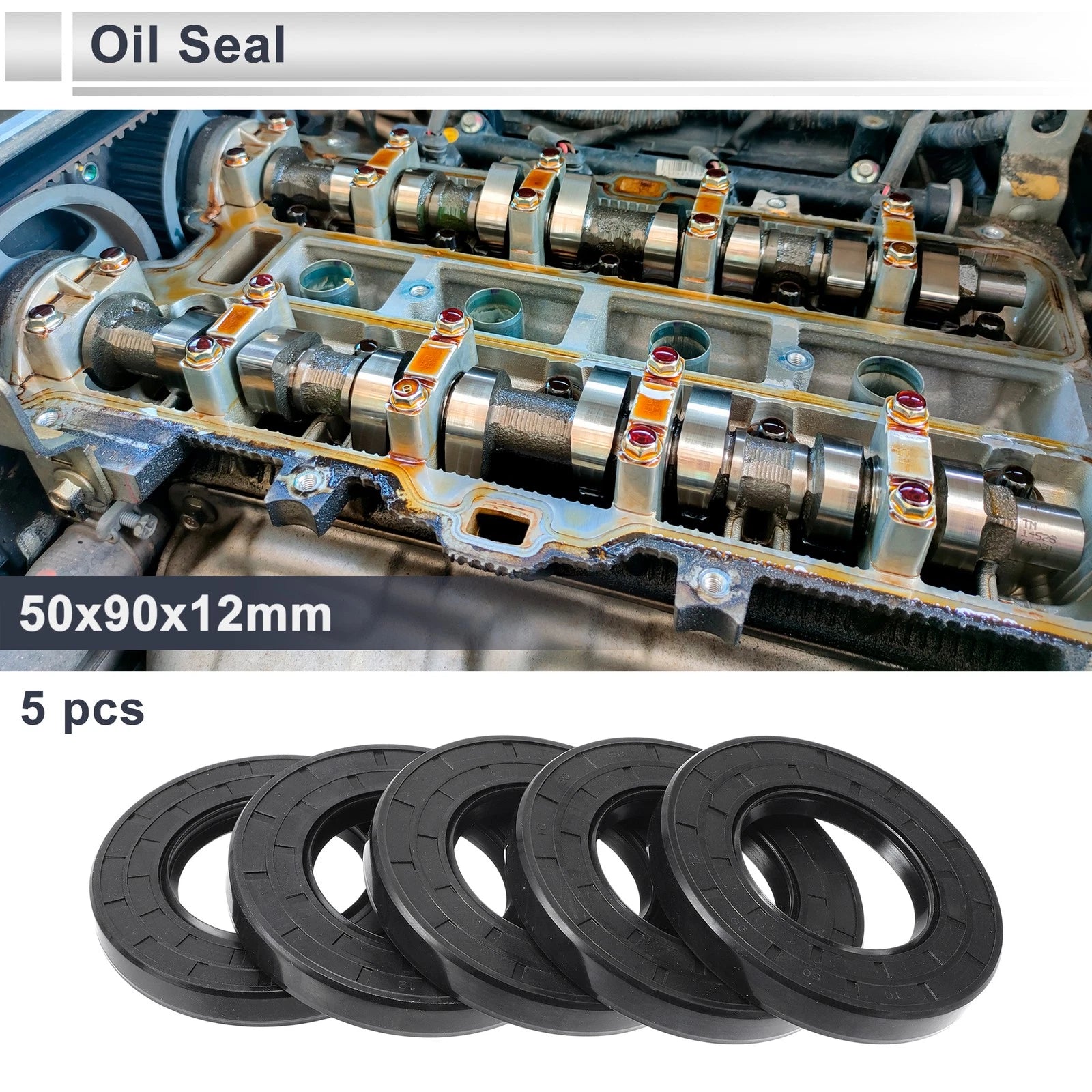 Set of 5 Oil Seal Rotary Shaft Seal 50x90x12mm Nitrile Rubber