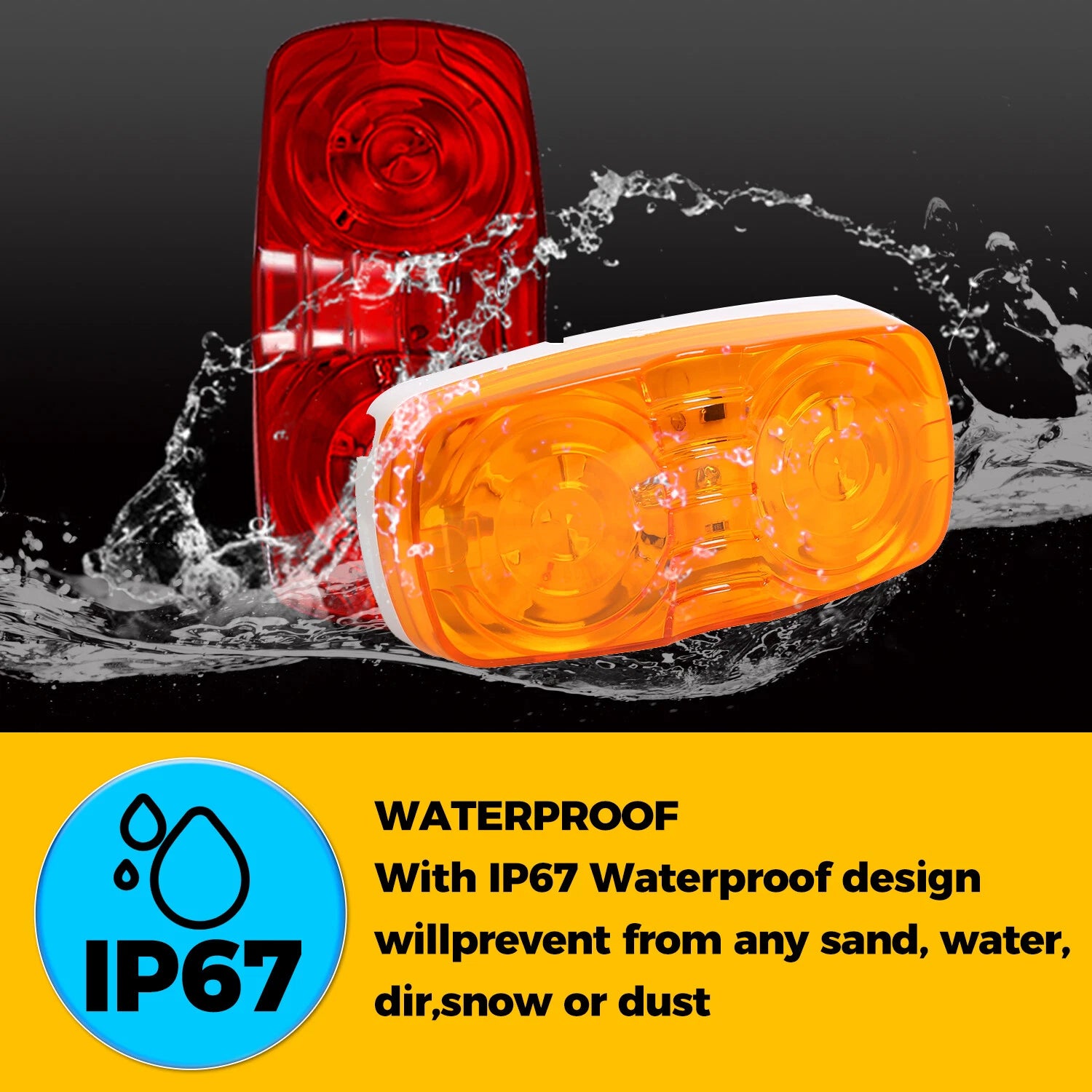 Trailer Marker LED Light for Clearance (Red/Amber) - 10 Diodes