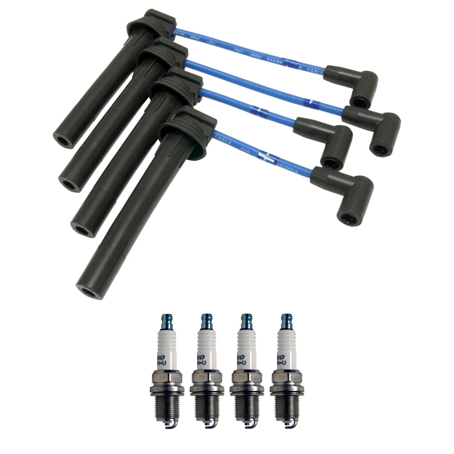 NGK 7mm Wire Set & Denso Nickel Spark Plug Kit for Dodge Stratus (2001–2006)