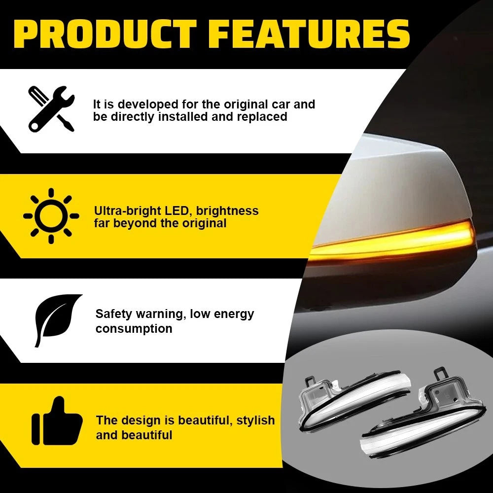 2X LED Sequential Signal Mirror Light Clear for Toyota RAV4 (2019–2023)
