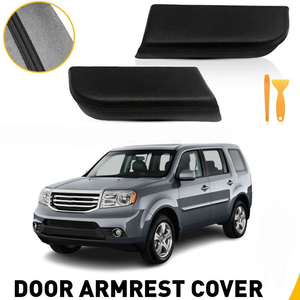 Rear Door Panels Armrest Cover for Honda Pilot (2009–2015) Black Microfiber