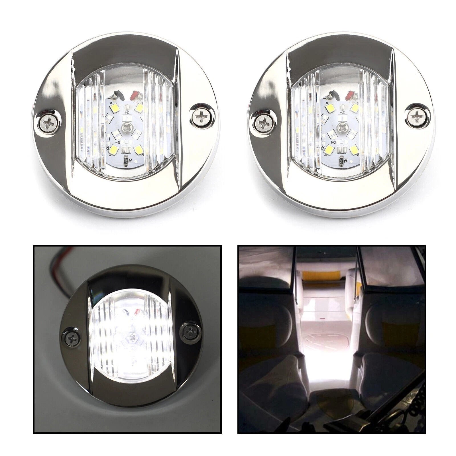 2X 12V 316 Stainless Marine Blue Underwater Light 6 LED for Boat