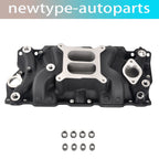 Aluminum Dual Plane Intake Manifold for Chevy 350 (1955–1995) Black