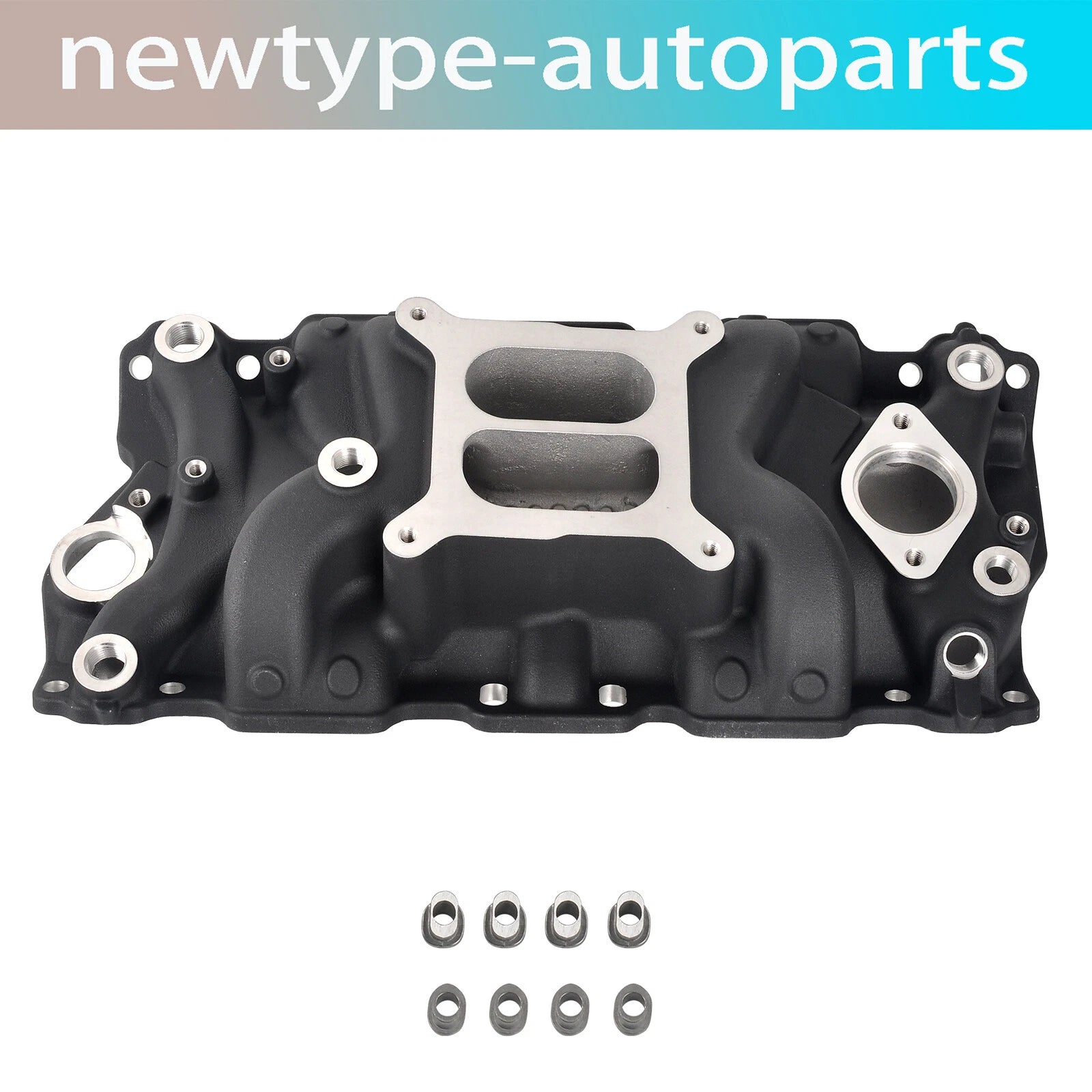 Aluminum Dual Plane Intake Manifold for Chevy 350 (1955–1995) Black