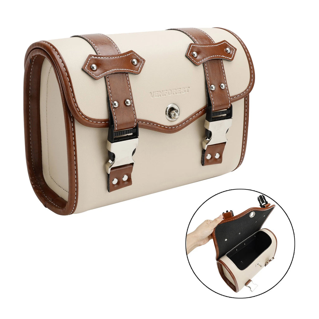 Side Saddlebag Tool Bag for Motorbike (Color Matching, White)