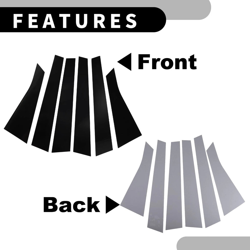 Set of 6 Car Pillar Window Trim Covers for Chevrolet Impala (2006–2013) Black