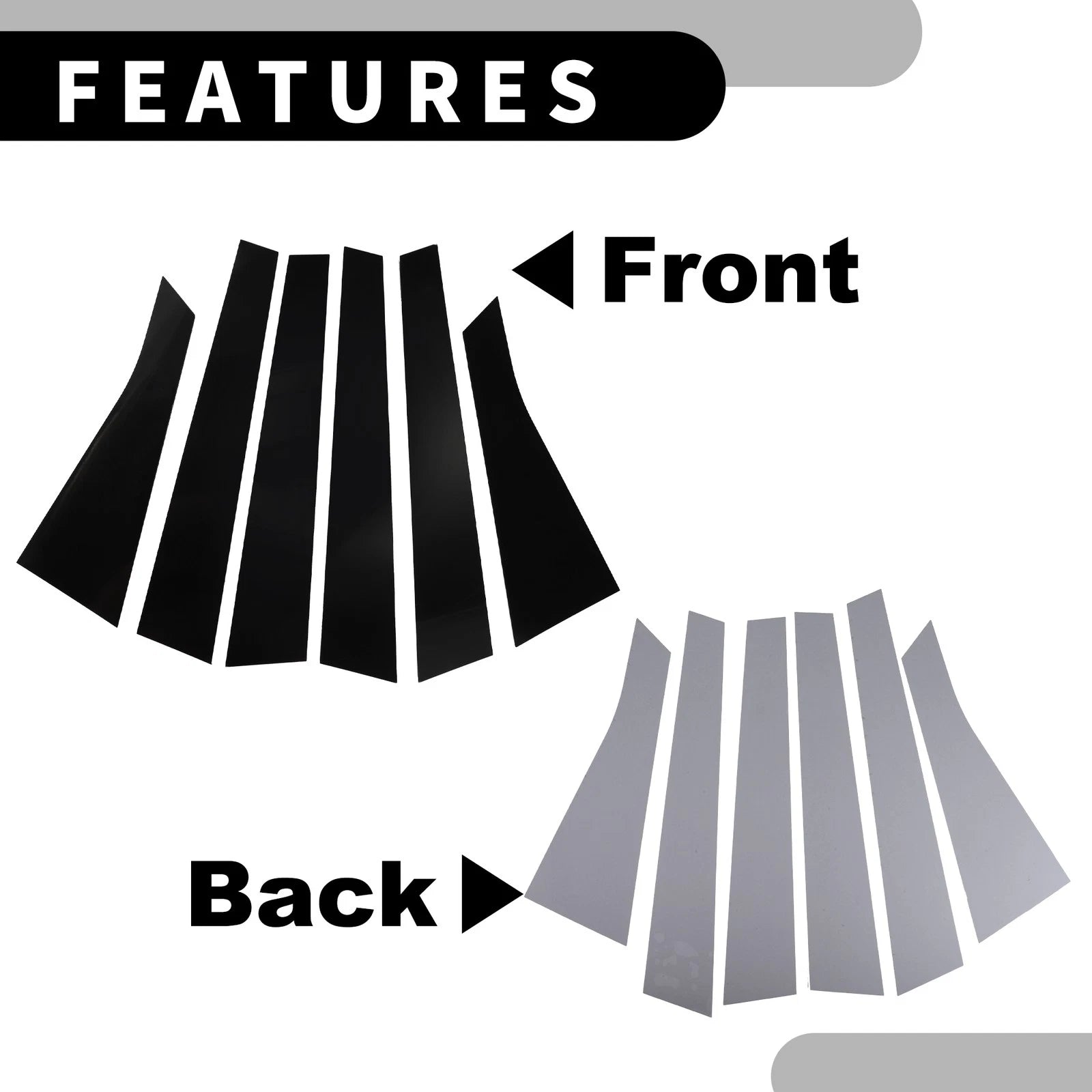 Set of 6 Car Pillar Window Trim Covers for Chevrolet Impala (2006–2013) Black