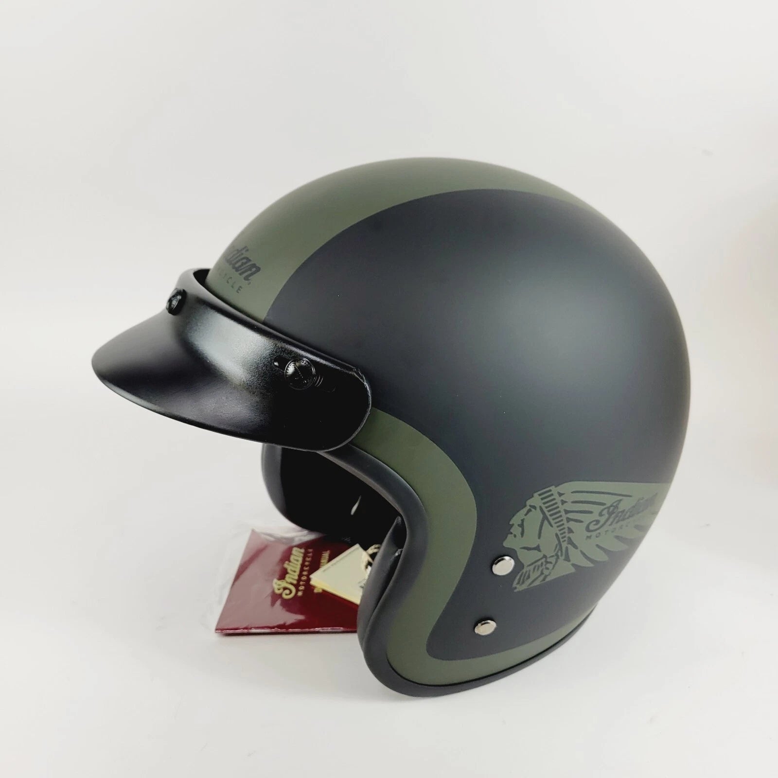 Open Face Helmet for Indian Motorcycle (3XL) - Bluetooth Compatible, Matte Black & Green