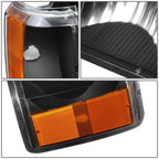 Set of 2 Black/Amber Signal Headlights for Ford F150 F250 F350 Bronco (1987–1991)