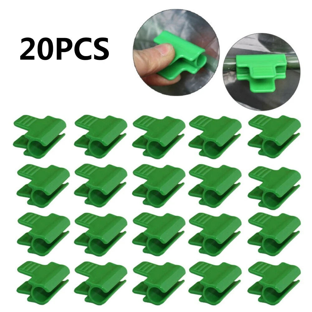 Set of 20 Greenhouse Clips for Plant Stakes and Row Cover Applications
