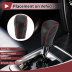 1Pc Gear Shift Knob Cover for Subaru Forester (2006–2012) Black Red Faux Leather