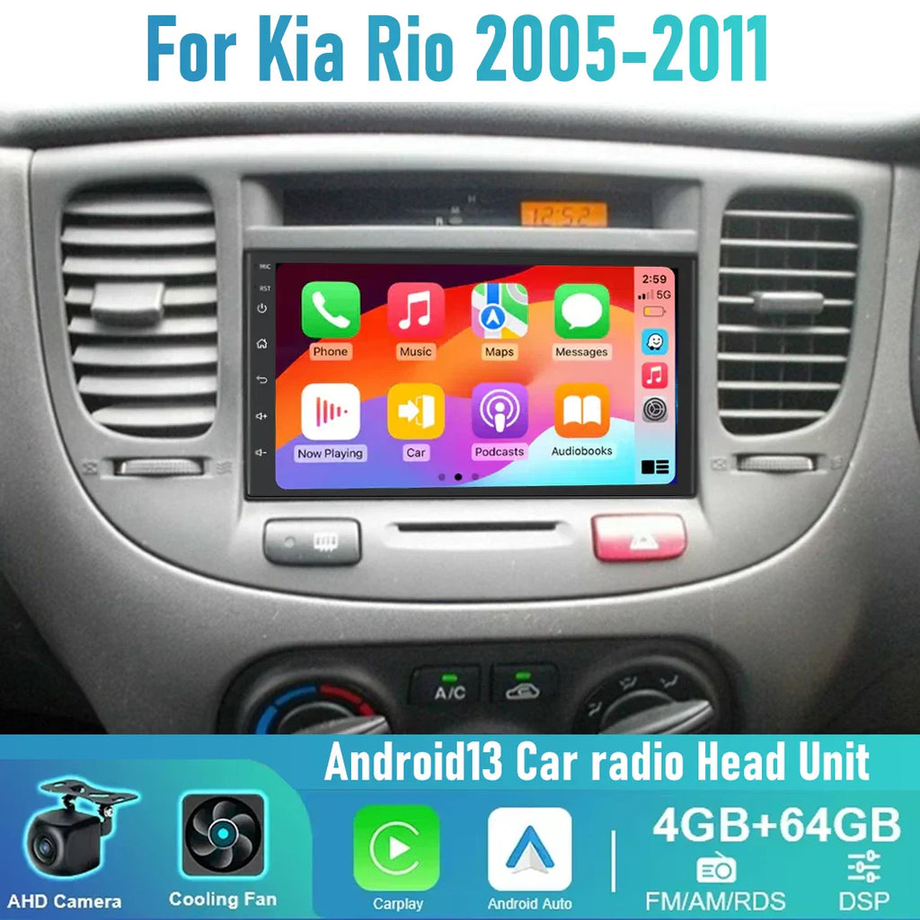 7" Apple CarPlay Android Auto Head Unit for Kia Rio (2005-2011)
