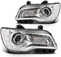 2Pcs Headlight Pair with Bulbs for Chrysler 300 (2015–2023) Chrome