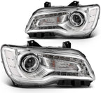 2Pcs Headlight Pair with Bulbs for Chrysler 300 (2015–2023) Chrome