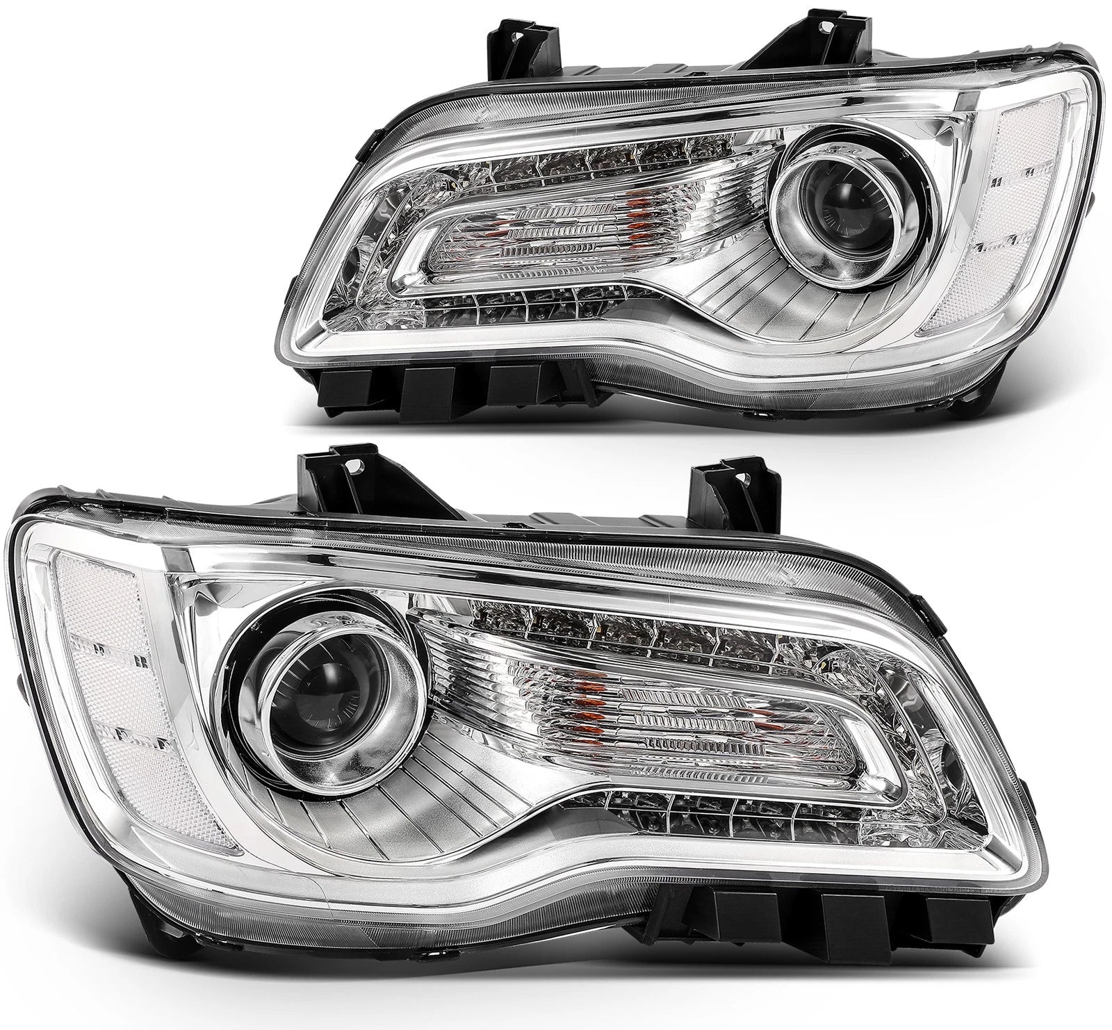 2Pcs Headlight Pair with Bulbs for Chrysler 300 (2015–2023) Chrome