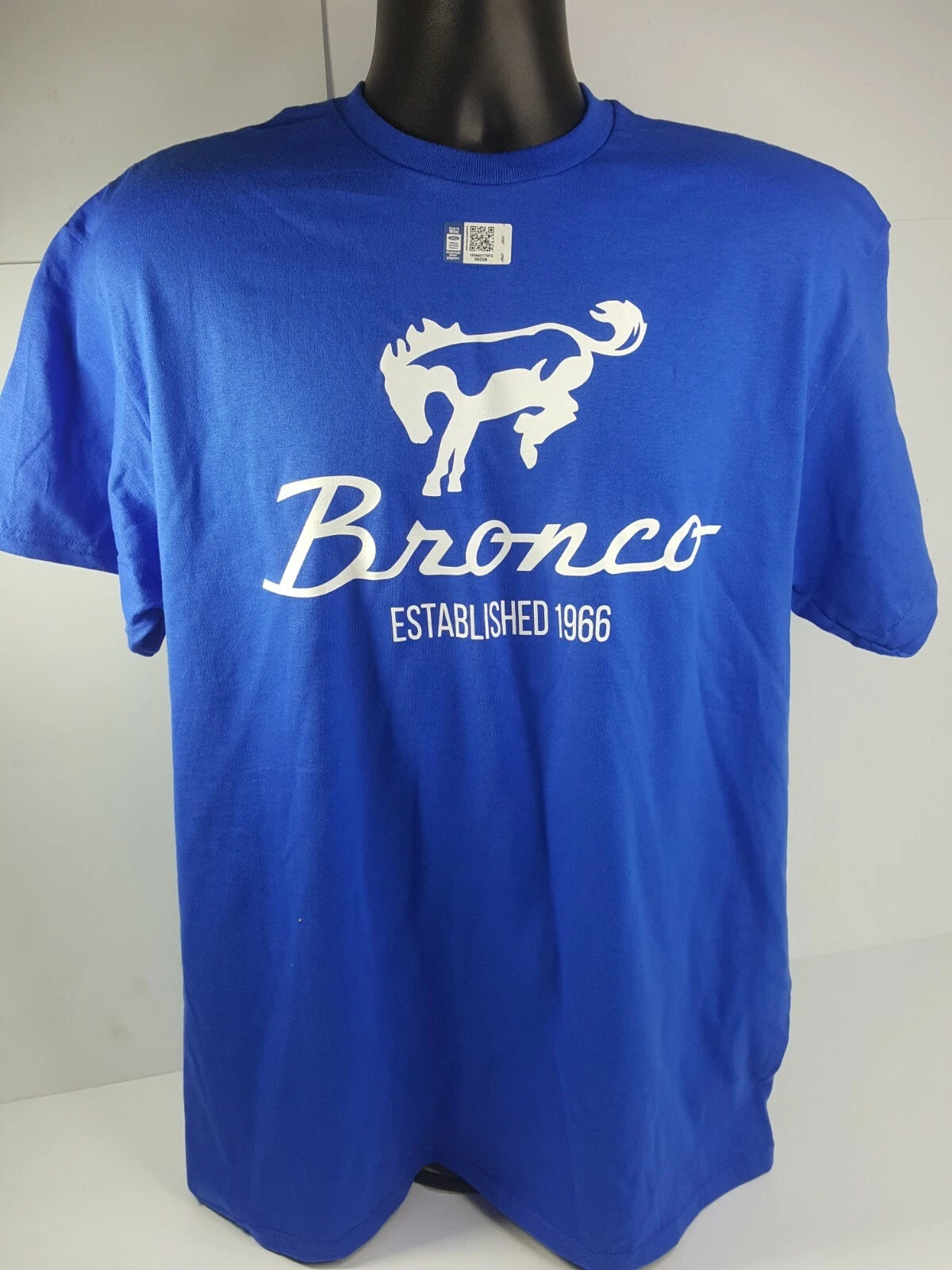 Ford Bronco T Shirt Blue with 1966–1977 1st Generation Logo (Licensed)