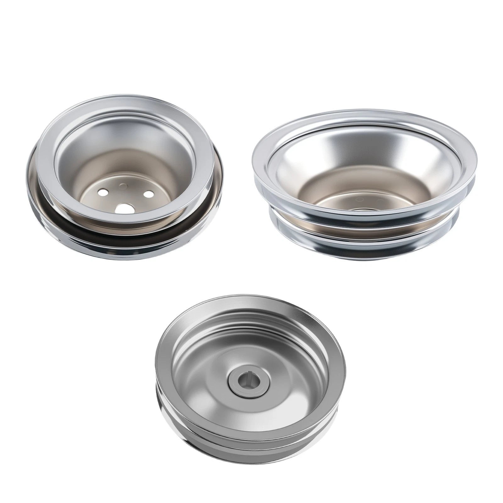 Chrome Triple Crankshaft Pulley for Big Block Chevy 396-454