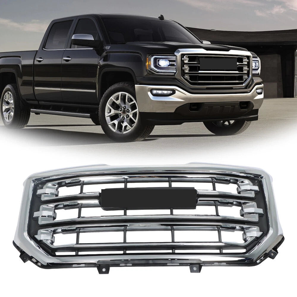 Plastic Front Bumper Grille for GMC Sierra 1500 (2016–2019) Chrome 23496236