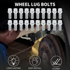 20 Pcs M14x1.5mm Ball Seat Wheel Lug Bolt 27mm Shank for Volkswagen Audi 