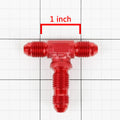Set of 2 AN-4 Male on Run Female Bulkhead Flare Tee Fitting Red Anodized