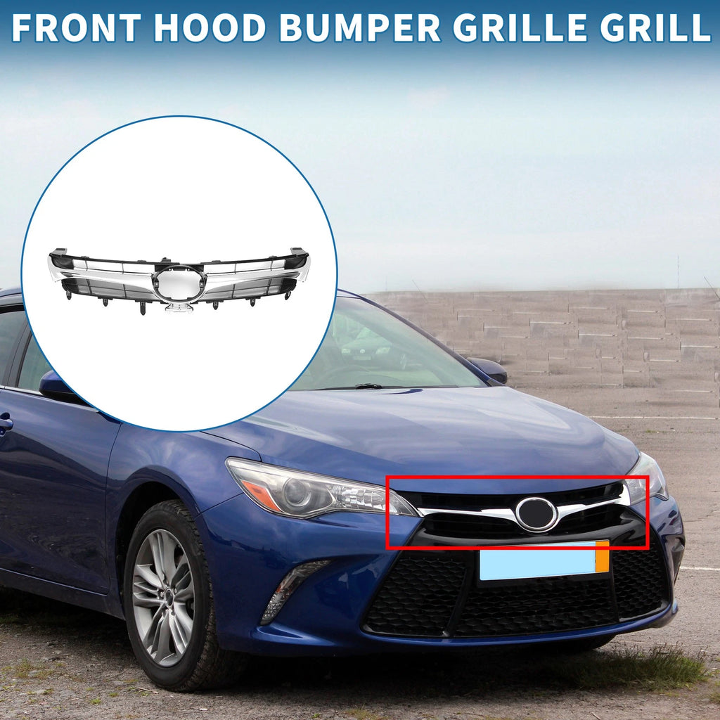 Front Hood Bumper Grille for Toyota Camry (2015) Chrome Silver Black