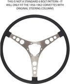 Steering Wheel Replacement for 1956–1962 Chevrolet Corvette Charcoal 15 Inch