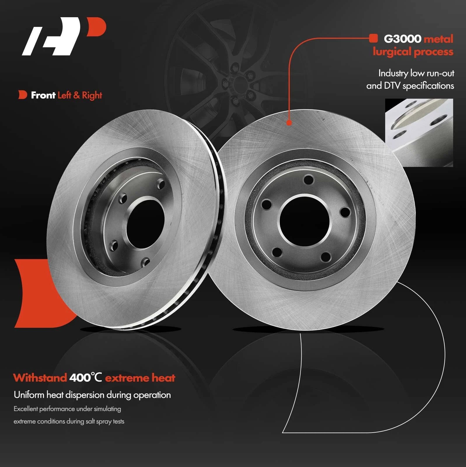 Front Disc Brake Rotors for Nissan Rogue (2008–2017) and Sentra (2007–2012)