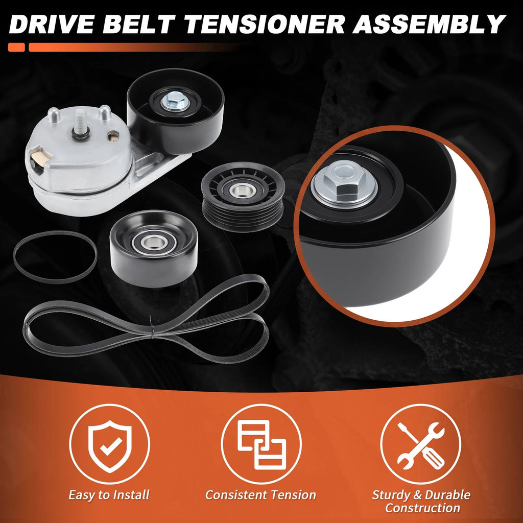 Serpentine Belt Drive Tensioner w/Idler for Ford Fusion (2006–2009) 90K-38279A