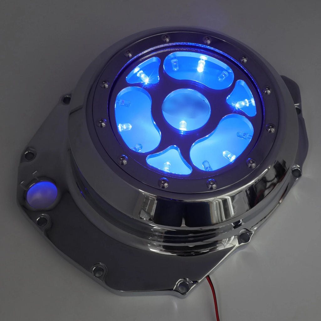 Chrome Blue Sequential LED Engine Clutch Cover for Suzuki GSXR1300 Hayabusa (1999–2020)