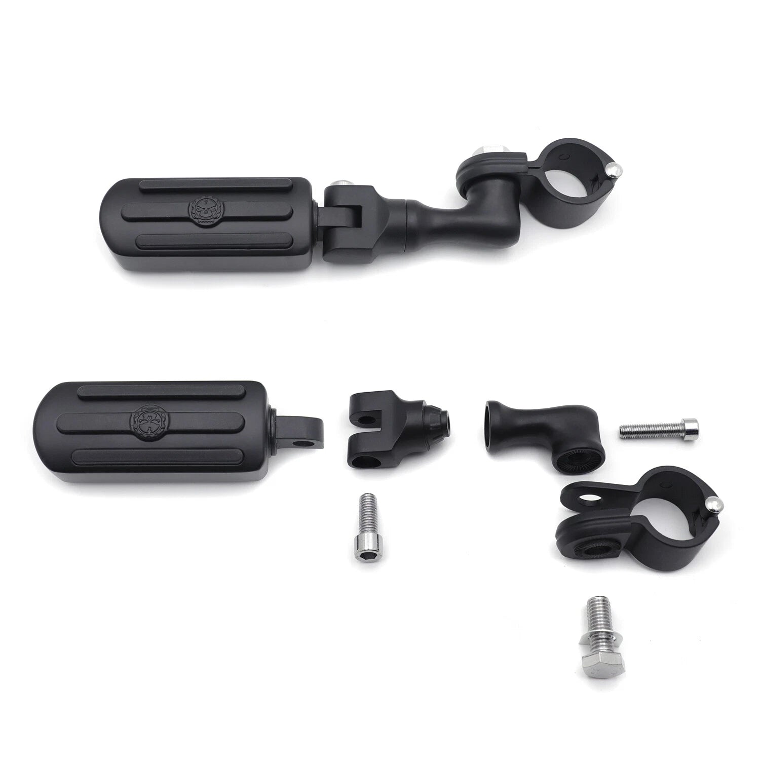 Black Streamliner Skull Foot Peg Kit for Honda GL1800 VT750 (2001–2023)