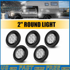 5x 2 Inch DOT Round White LED Side Marker Lights for Truck