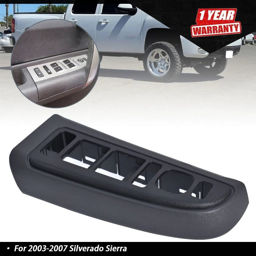 Power Window Switch Bezel for Chevy GMC (2003-2007) Black Front Left