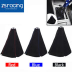 Suede Shift Knob Boot Cover for - Black, Red Stitches