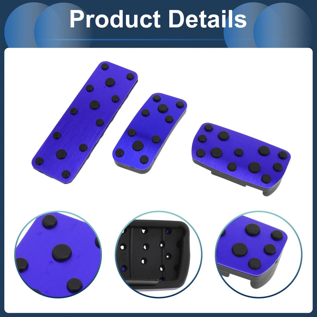 3 Pcs Automatic Foot Accelerator Pedal Covers for Subaru Forester (2003–2005) Blue