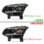 LED Headlight for Dodge Durango (2021–2024) - Black w/ Halogen Turn Signal