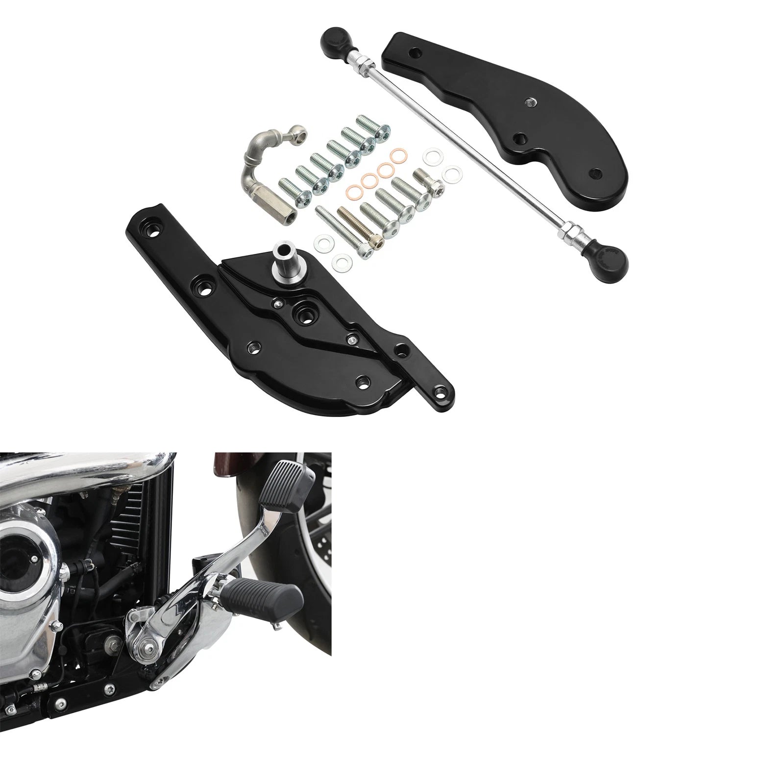 Black Extended Reach Forward Control Kit for Harley Sport Glide Fat Bob (2018–2023)