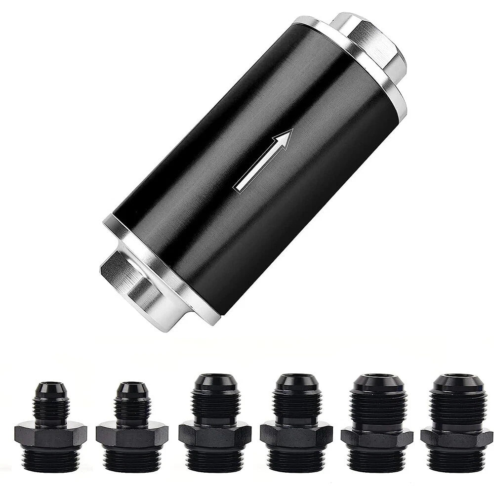 High Flow Inline Fuel Filter 6AN 8AN 10AN Adapter Fitting Universal