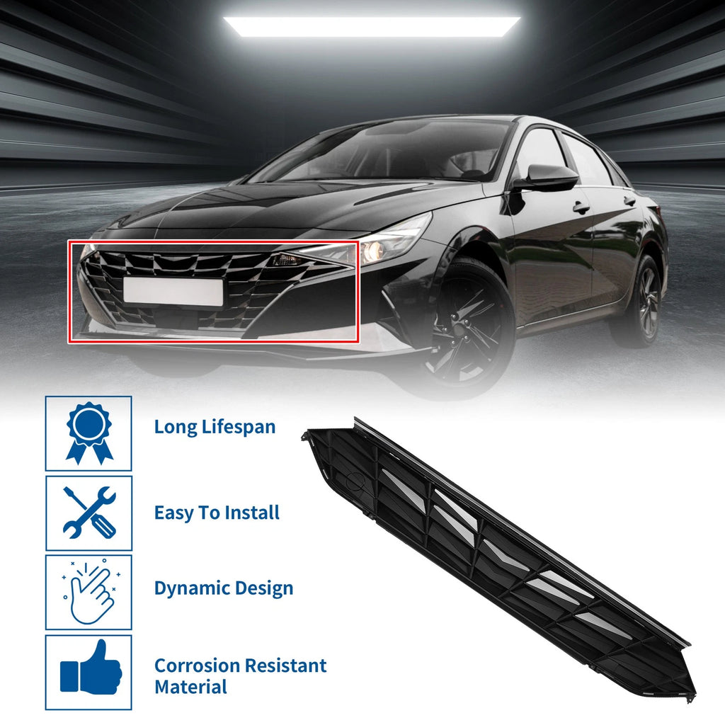 Front Upper Bumper Grille for Hyundai Elantra (2021–2022) Black