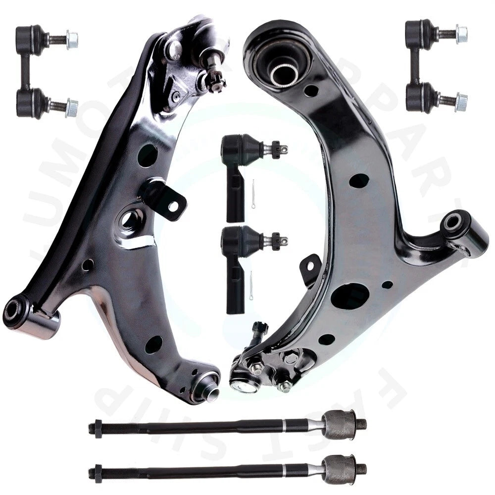 Set of 8 Front Lower Control Arms & Tie Rod Ends for Toyota Corolla (1996–2002)