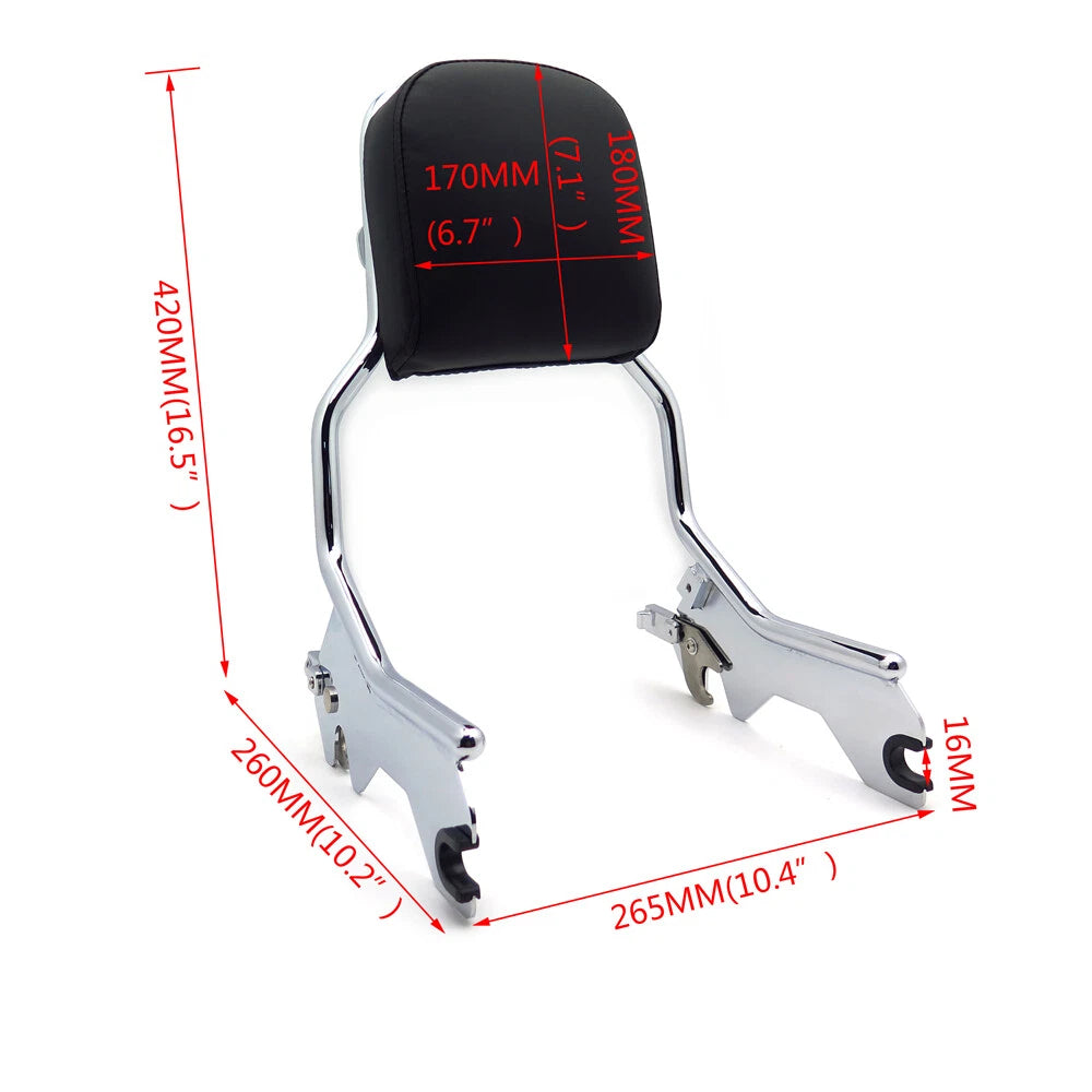 Sissy Bar Backrest Upright Chrome for Harley Softail Slim Street Bob (2018–2020)