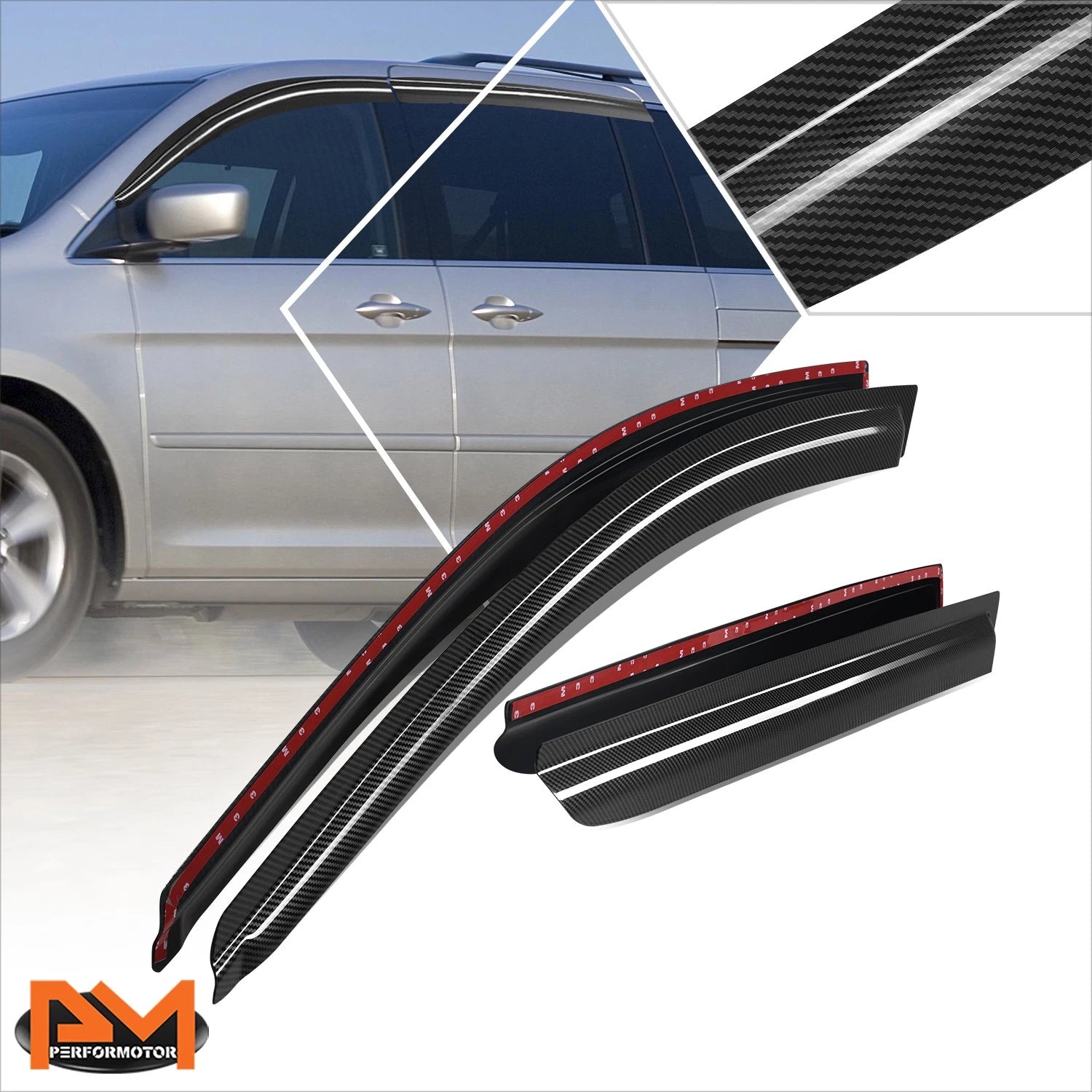 Set of 4 Tape On Side Window Visors for Honda Odyssey (2005–2010)